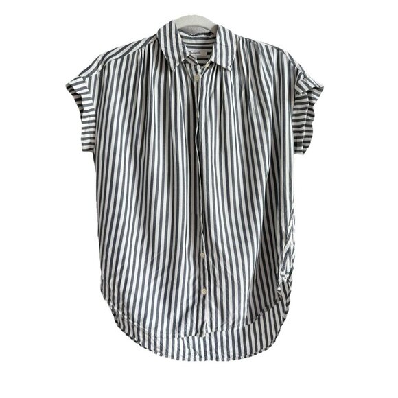 Madewell Tops - Madewell Women’s Button Up Shirt Size XXS Gray White Gabriel Stripe Collared